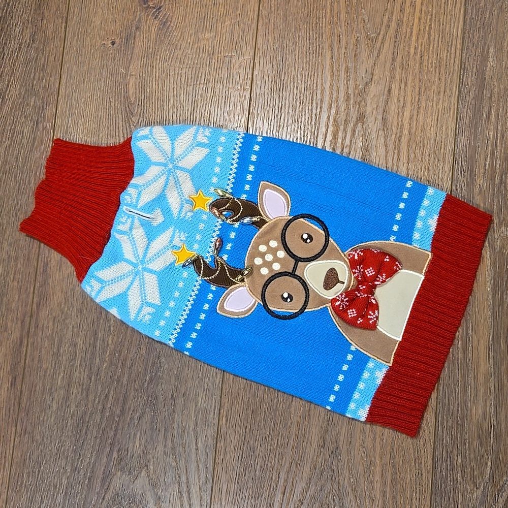 COPY - CHRISTMAS DOG TURTLENECK SWEATER.. REINDEER MEDIUM DOG.  #6618